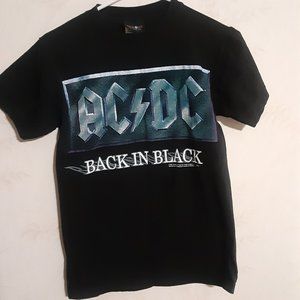 VTG Y2K AC/DC Artimonde Women's 2001 Back in Black SS T Shirt Size S